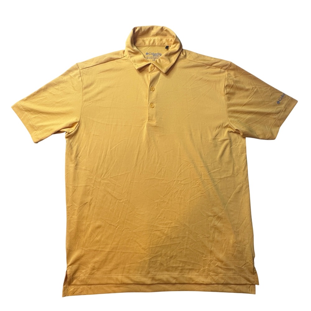 Columbia Polo Shirt Mens L Yellow Golf Performance Short Sleeve Solid Breathable